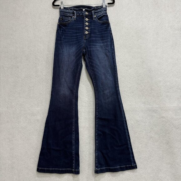 KanCan Jeans Womens 3/25 High Rise Curvy Flare Button Fly Stretch KB6026D-CV - Picture 1 of 12